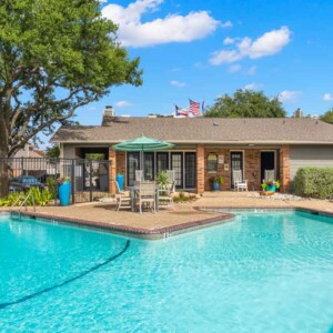 pool with office in background