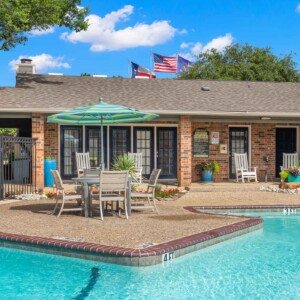 pool with office in the background